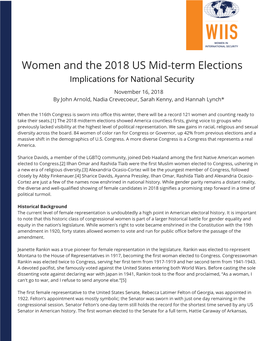 Women and the 2018 US Mid-Term Elections Implications for National Security