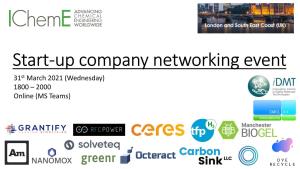 Start-Up Company Networking Event 31St March 2021 (Wednesday) 1800 – 2000 Online (MS Teams)