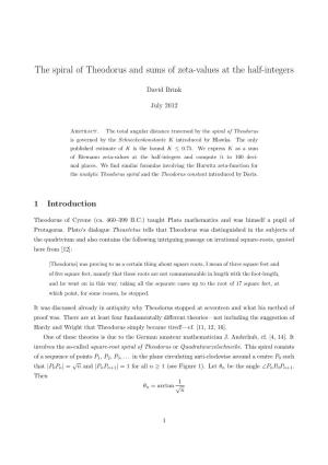 The Spiral of Theodorus and Sums of Zeta-Values at the Half-Integers
