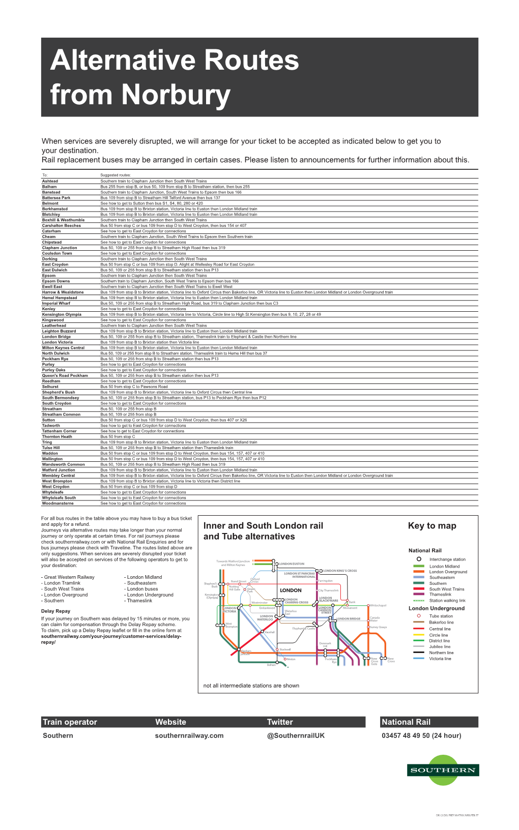 Inner and South London Rail and Tube Alternatives