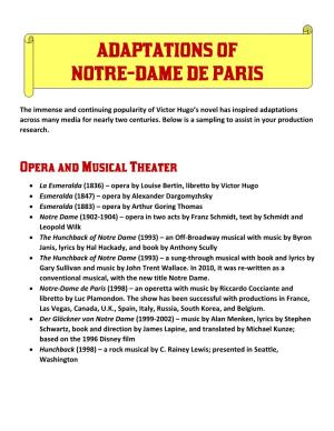 Adaptations of Notre-Dame De Paris