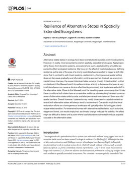 Resilience of Alternative States in Spatially Extended Ecosystems