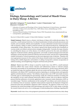 Etiology, Epizootiology and Control of Maedi-Visna in Dairy Sheep: a Review