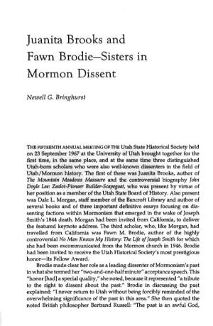 Juanita Brooks and Fawn Brodie—Sisters in Mormon Dissent