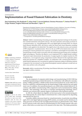 Implementation of Fused Filament Fabrication in Dentistry