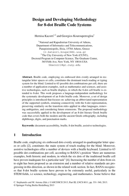 Design and Developing Methodology for 8-Dot Braille Code Systems