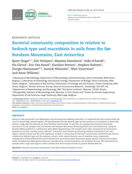 Bacterial Community Composition in Relation to Bedrock Type And