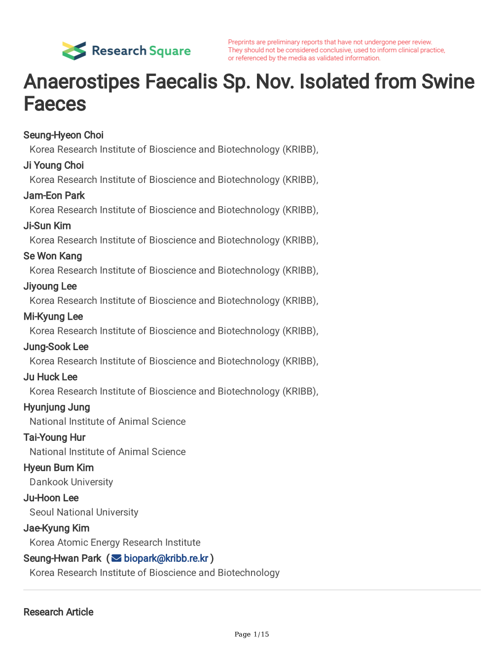 Anaerostipes Faecalis Sp. Nov. Isolated from Swine Faeces
