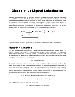 Dissociative Ligand Substitution