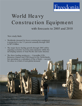 World Heavy Construction Equipment with Forecasts to 2005 and 2010