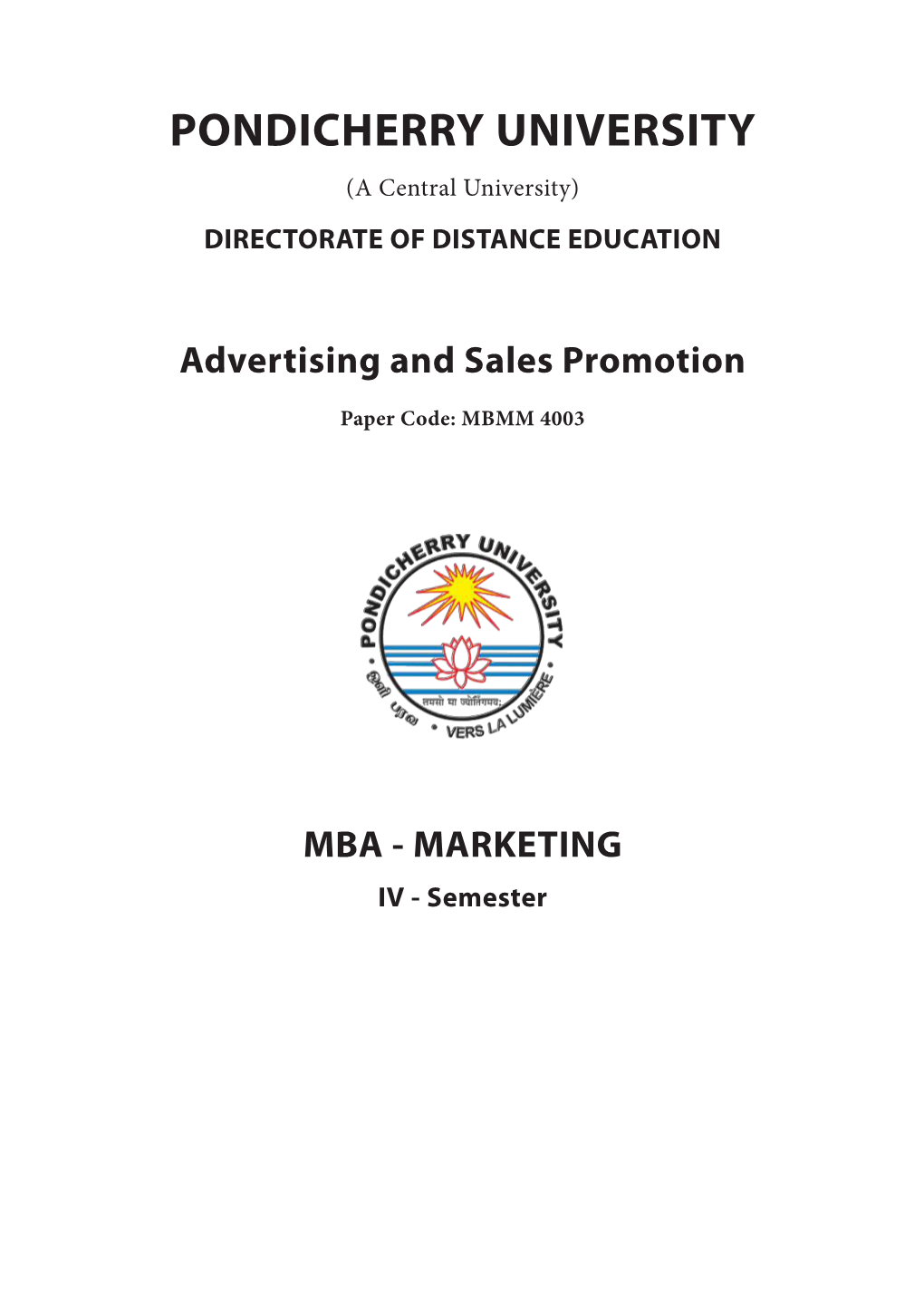 Advertising and Sales Promotion