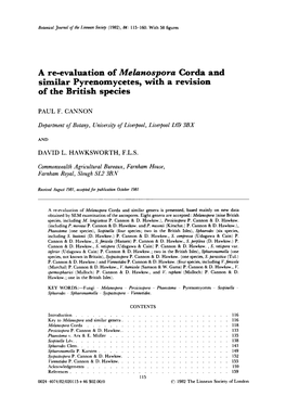 A Reevaluation of Melanospora Corda and Similar Pyrenomycetes, with A
