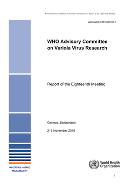 WHO Advisory Committee on Variola Virus Research: Report of the Eighteenth Meeting