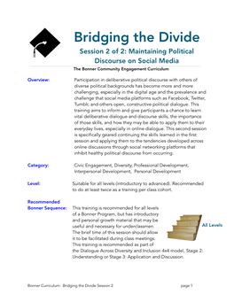 Bridging the Divide Session 2 of 2: Maintaining Political