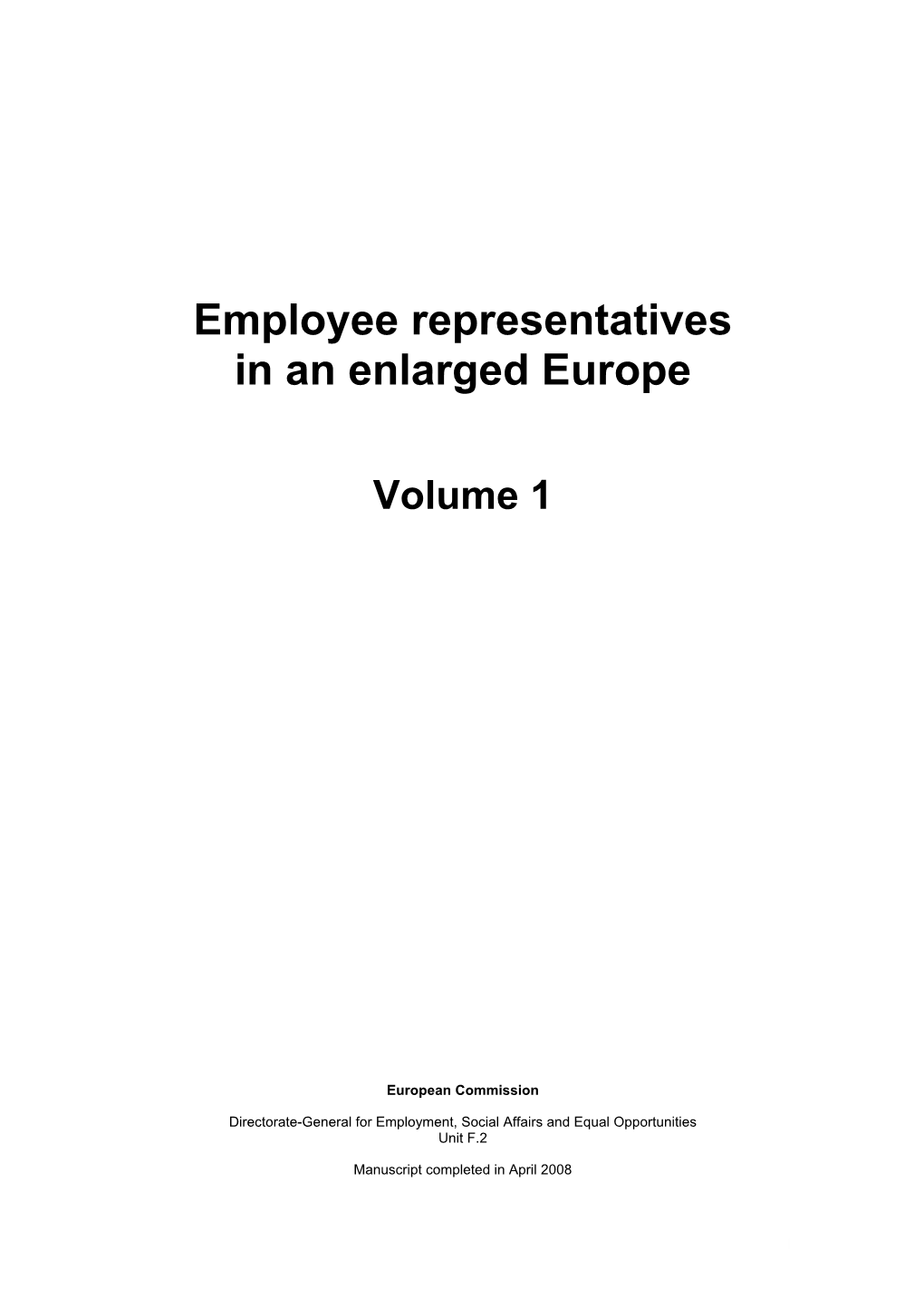 Employee Representatives in an Enlarged Europe