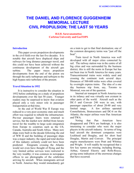 The Daniel and Florence Guggenheim Memorial Lecture Civil Propulsion; the Last 50 Years