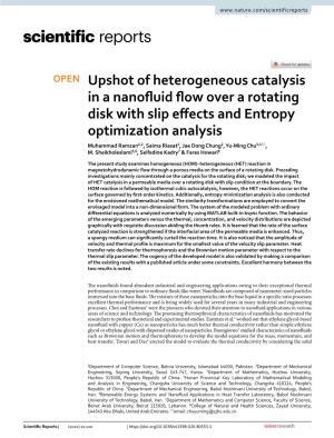 Upshot of Heterogeneous Catalysis in a Nanofluid Flow Over a Rotating Disk with Slip Effects and Entropy Optimization Analysis