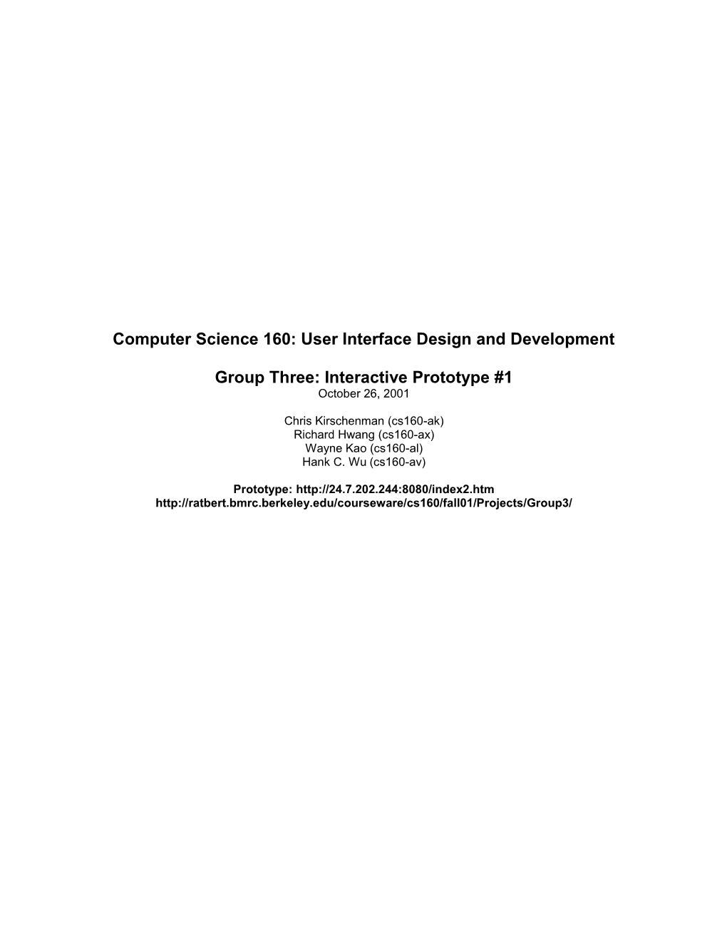 Computer Science 160: User Interface Design and Development