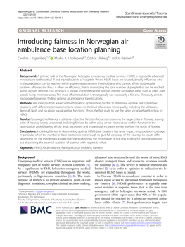 Introducing Fairness in Norwegian Air Ambulance Base Location Planning Caroline J