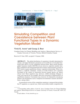 Simulating Competition and Coexistence Between Plant Functional Types in a Dynamic Vegetation Model