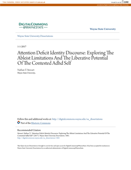 Attention Deficit Identity Discourse: Exploring the Ableist Limitations and the Liberative Potential of the Onc Tested Adhd Self Nathan T