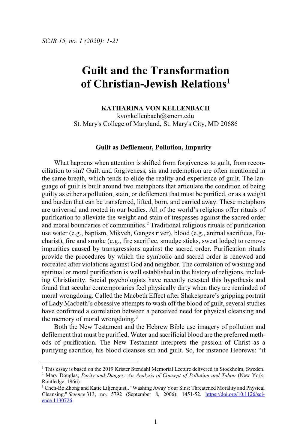 Guilt and the Transformation of Christian-Jewish Relations1