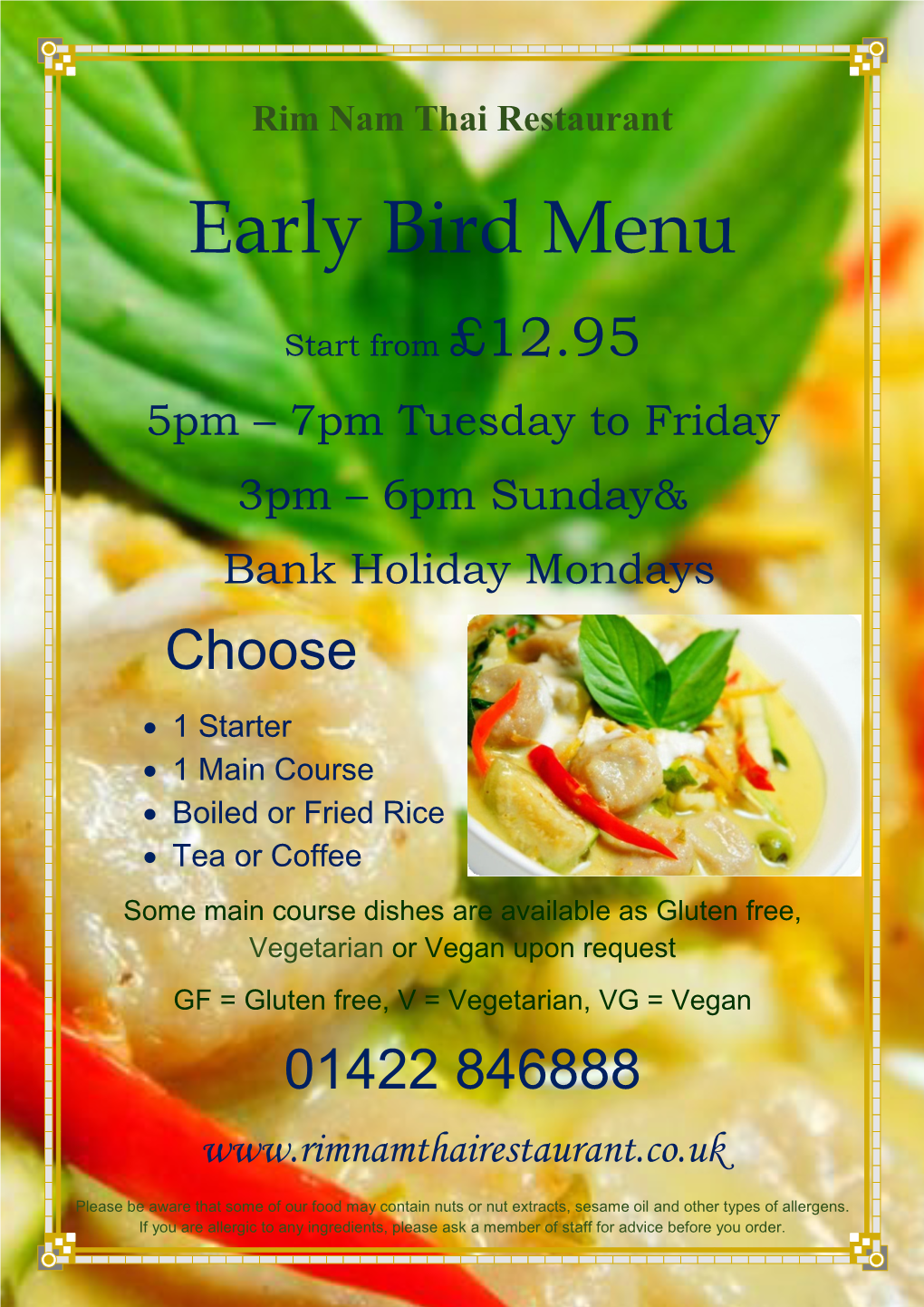 Early Bird Menu