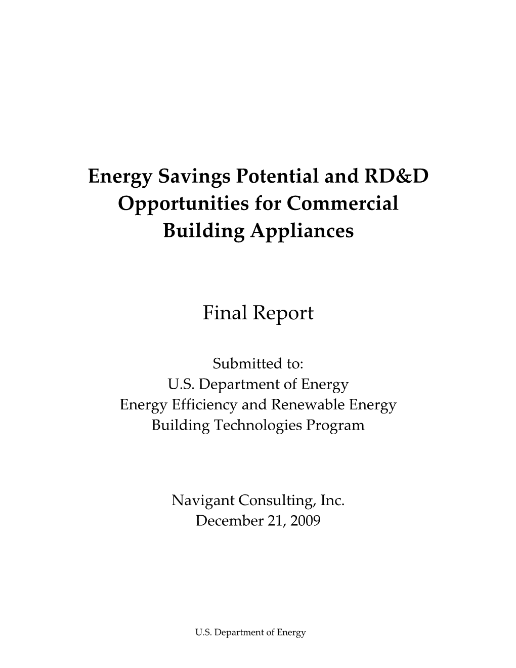 Energy Savings Potential and RD&D Opportunities for Commercial