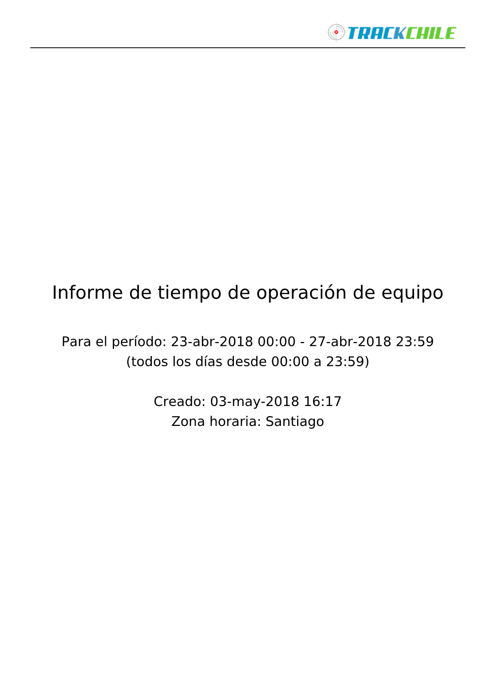 Informe De Tiempo De Operación De Equipo