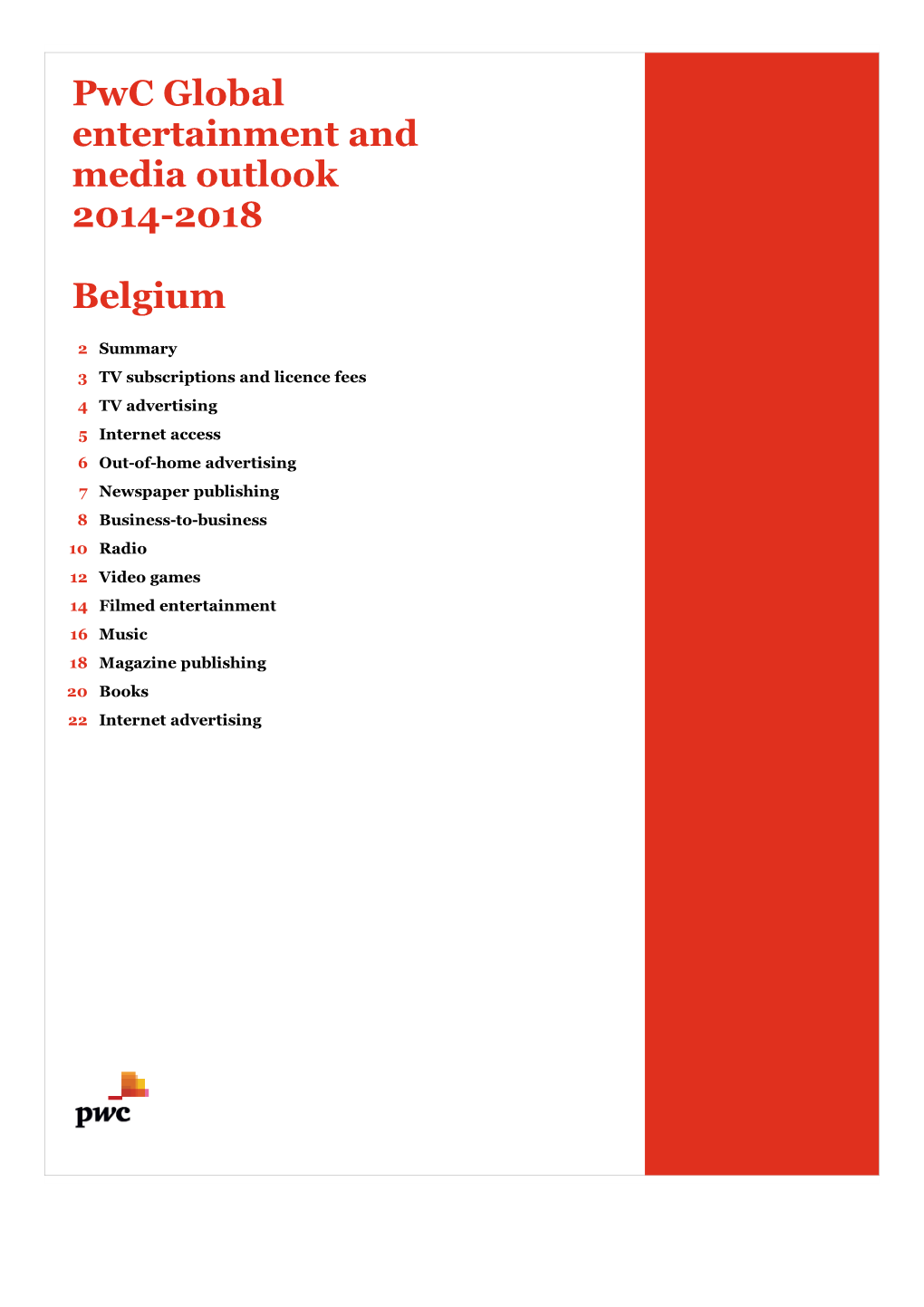 Pwc Global Entertainment and Media Outlook 2014-2018 Belgium