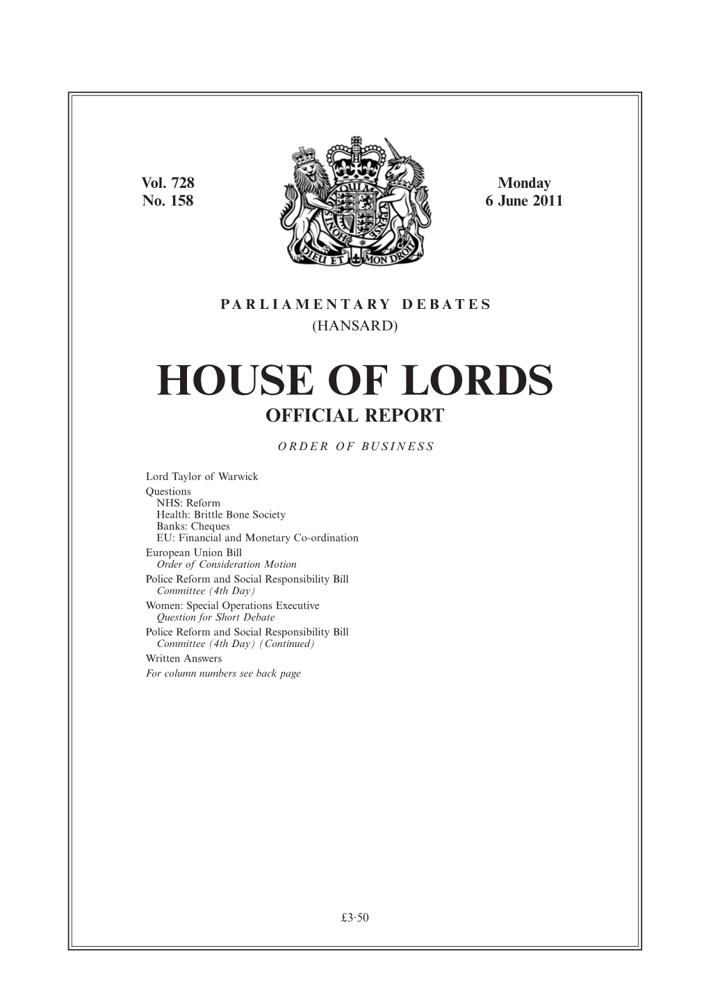 House of Lords Official Report