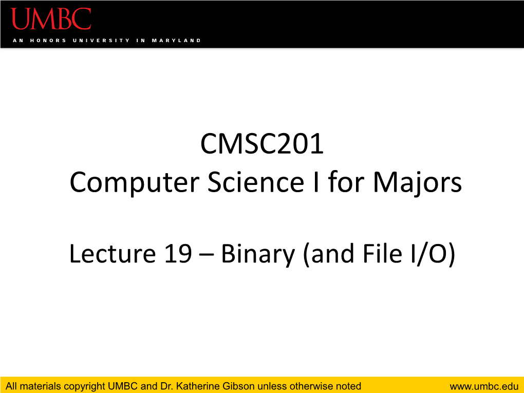 CMSC201 Computer Science I for Majors