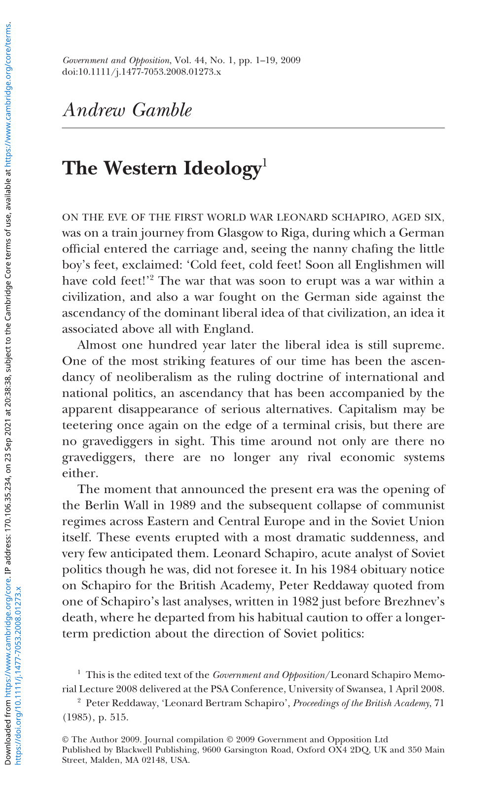 The Western Ideology1