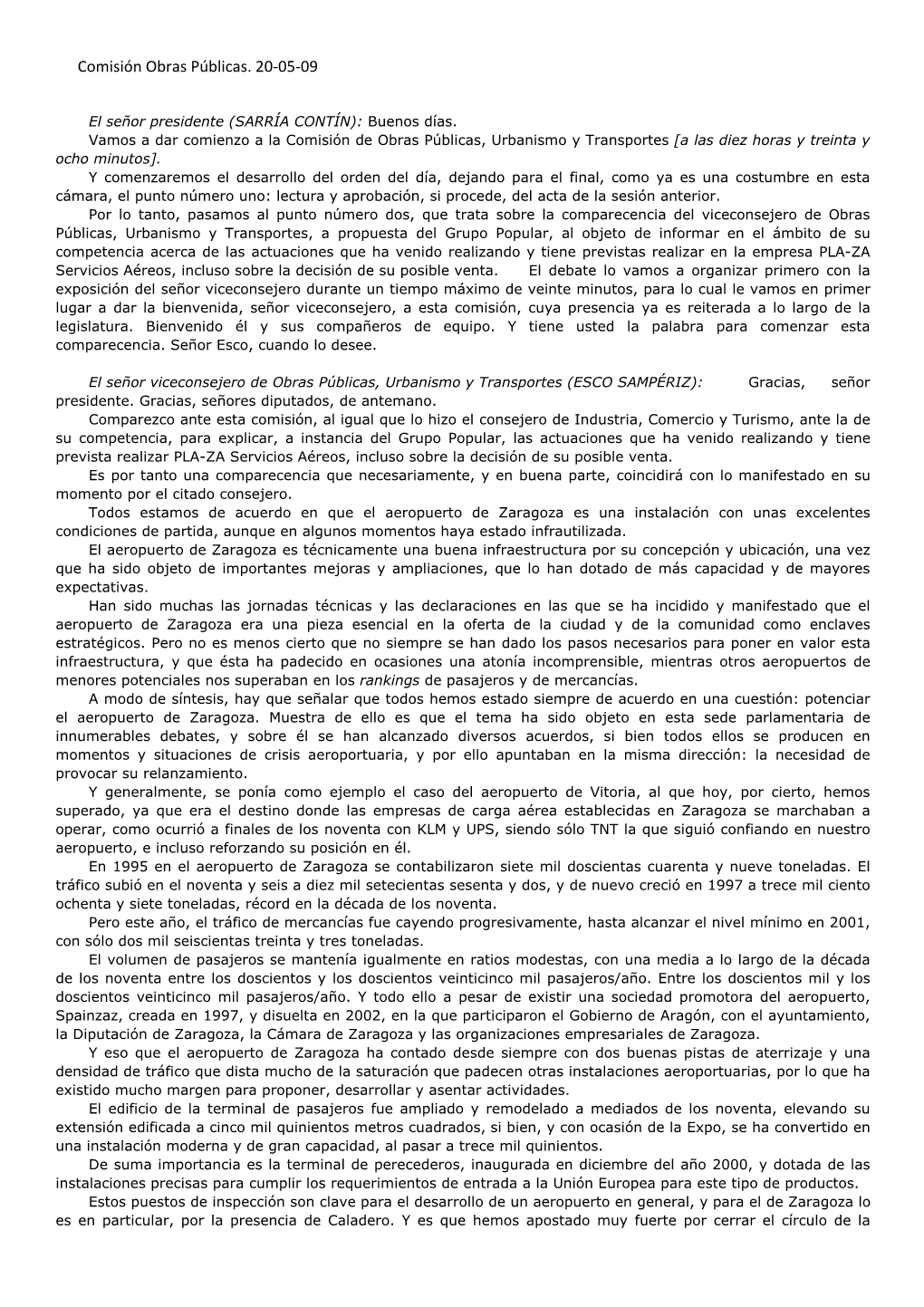 Comisión Obras Públicas. 20-05-09