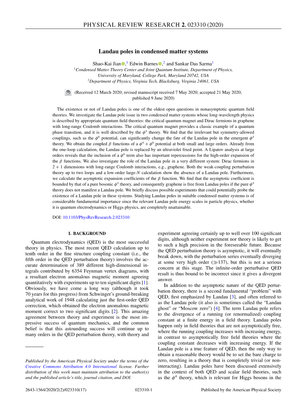 Landau Poles in Condensed Matter Systems