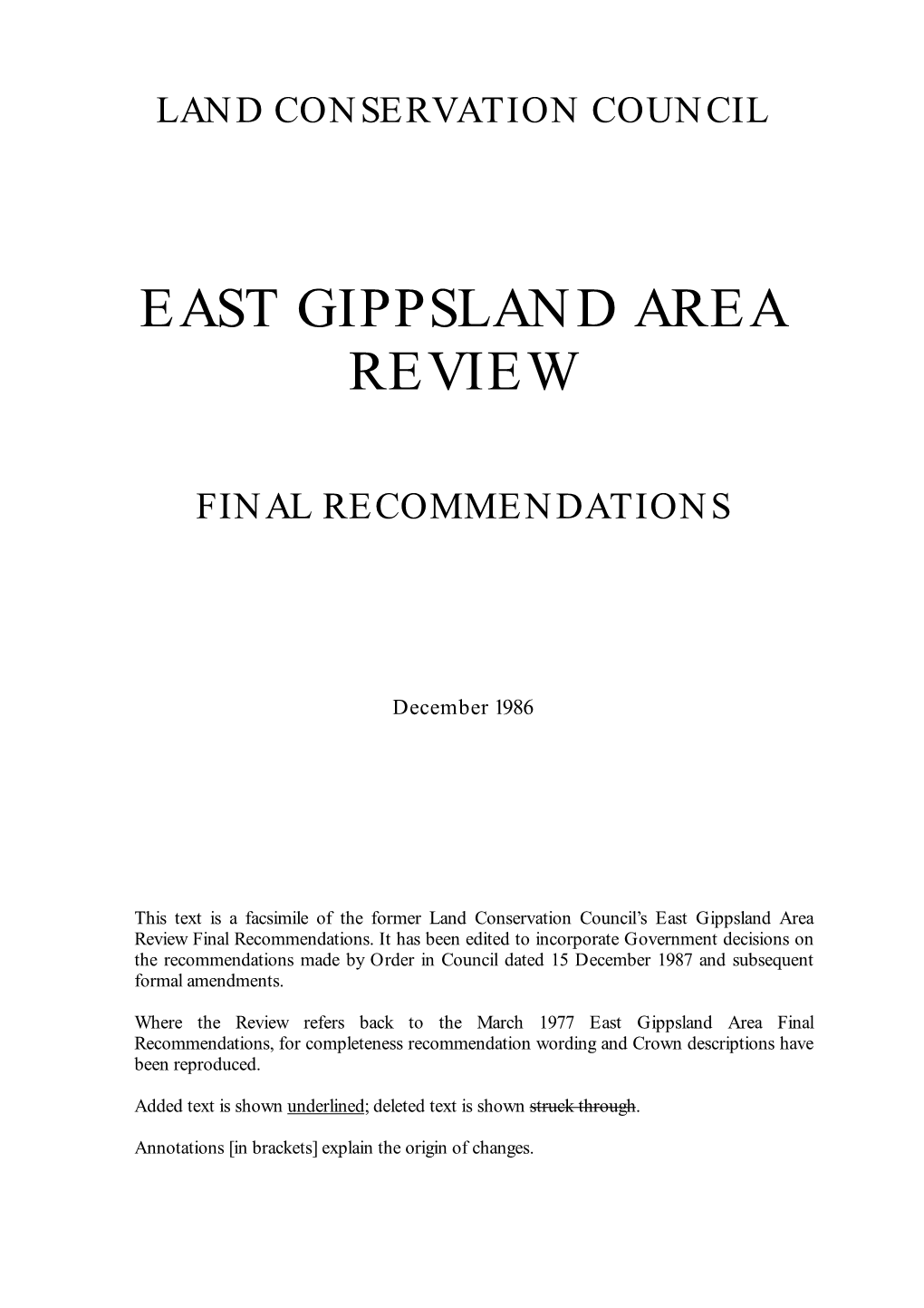 East Gippsland Area Review