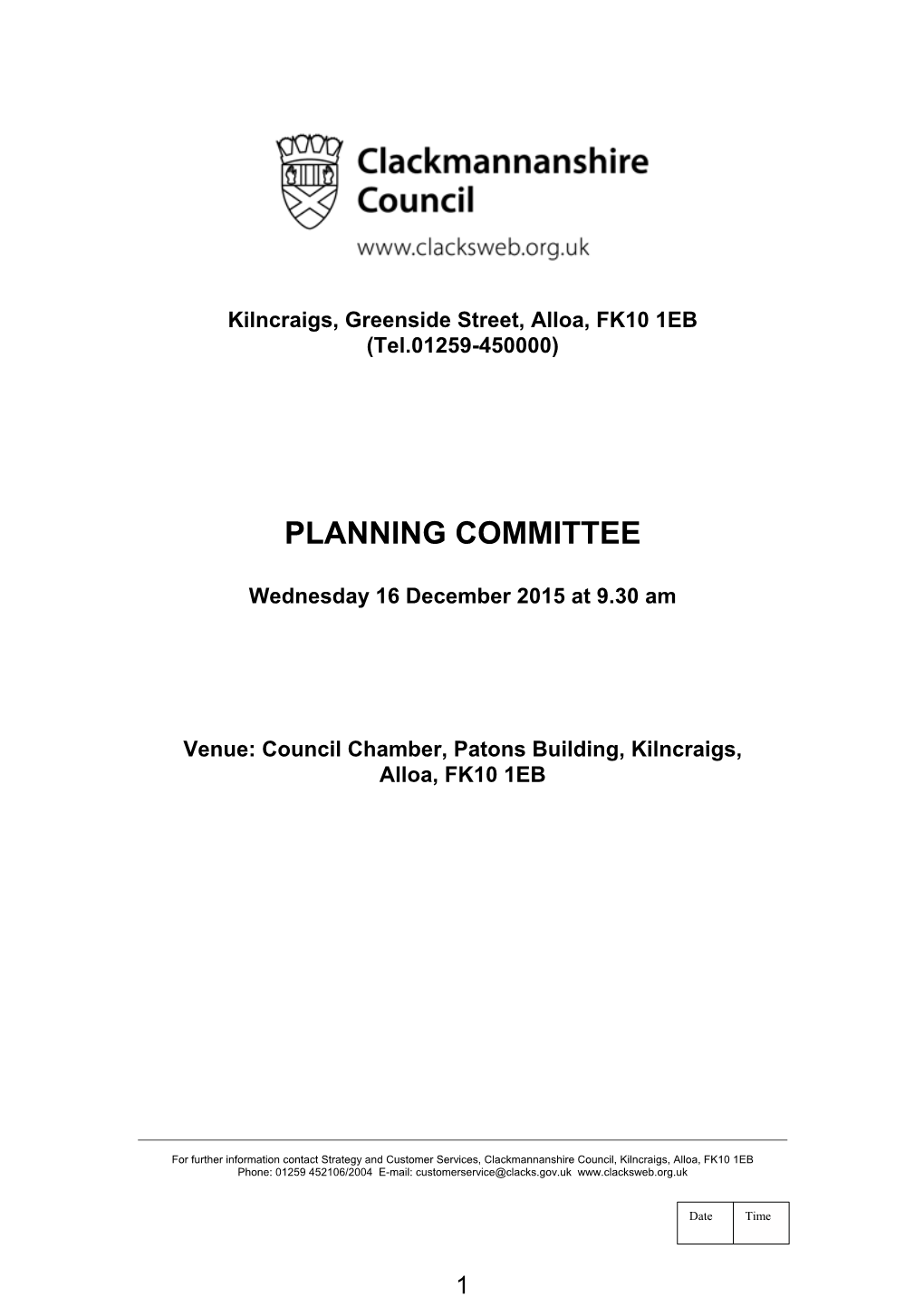 Planning Committee 16 December 2015 Agenda