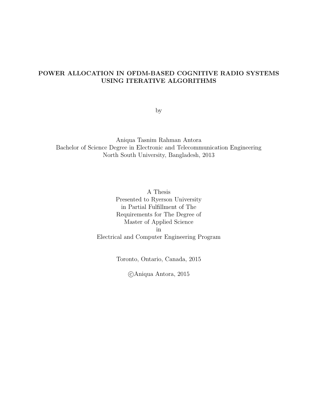 Power Allocation in OFDM-Based Cognitive Radio System Using