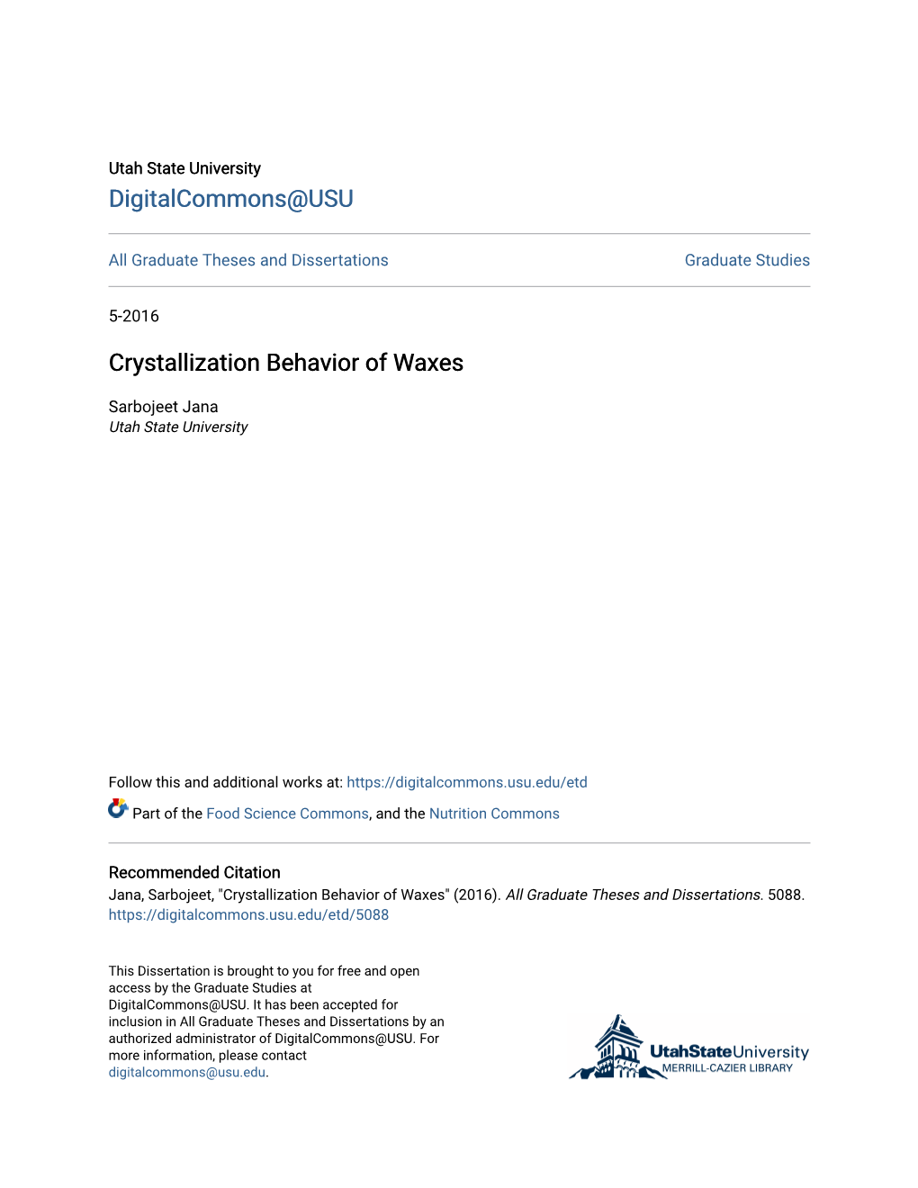 Crystallization Behavior of Waxes