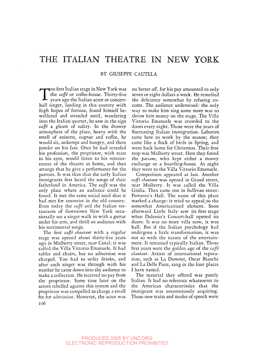 The Italian Theatre in New York