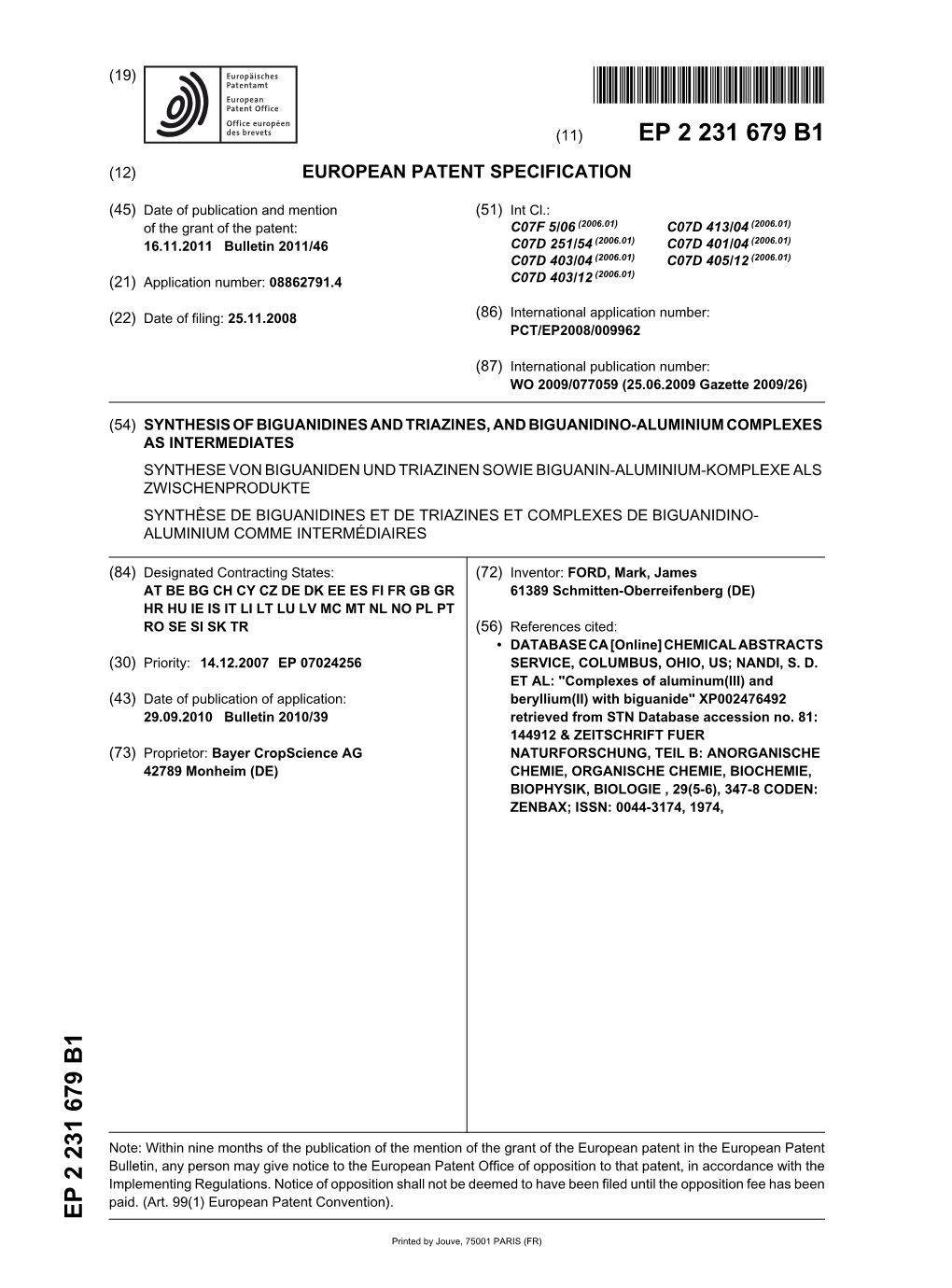 Synthesis of Biguanidines and Triazines, and Biguanidino-Aluminium Complexes As Intermediates