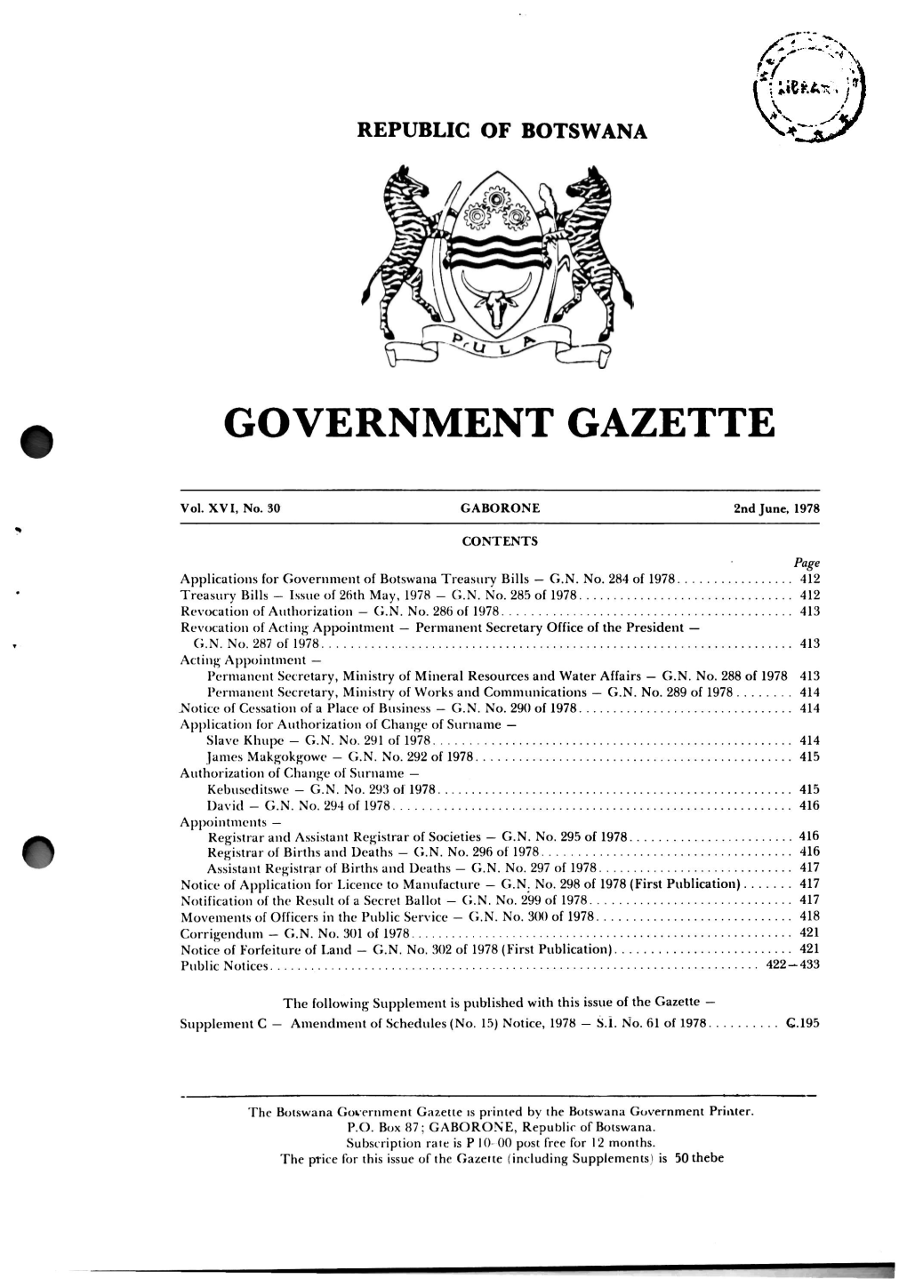 Government Gazette