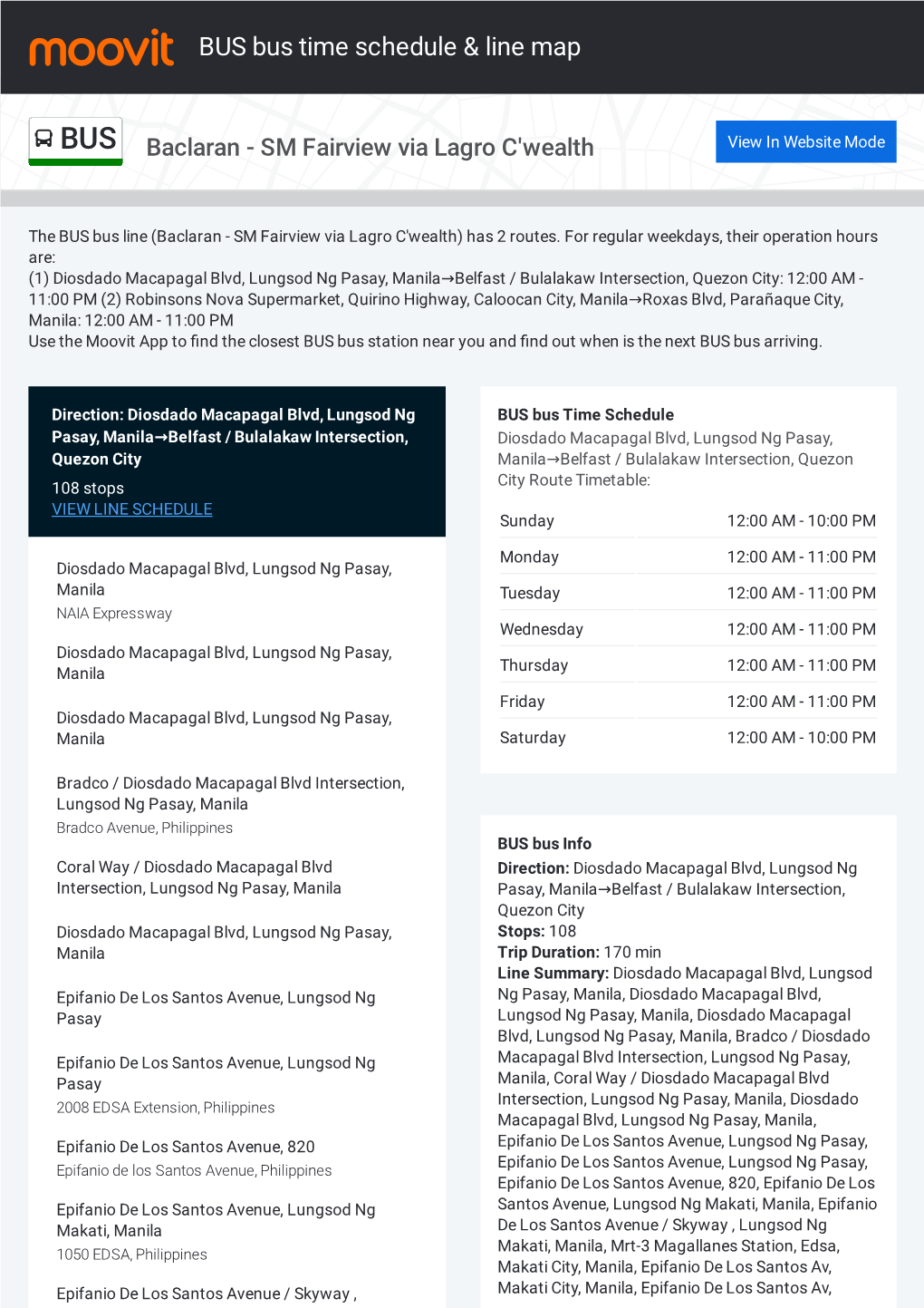 BUS Bus Time Schedule & Line Route