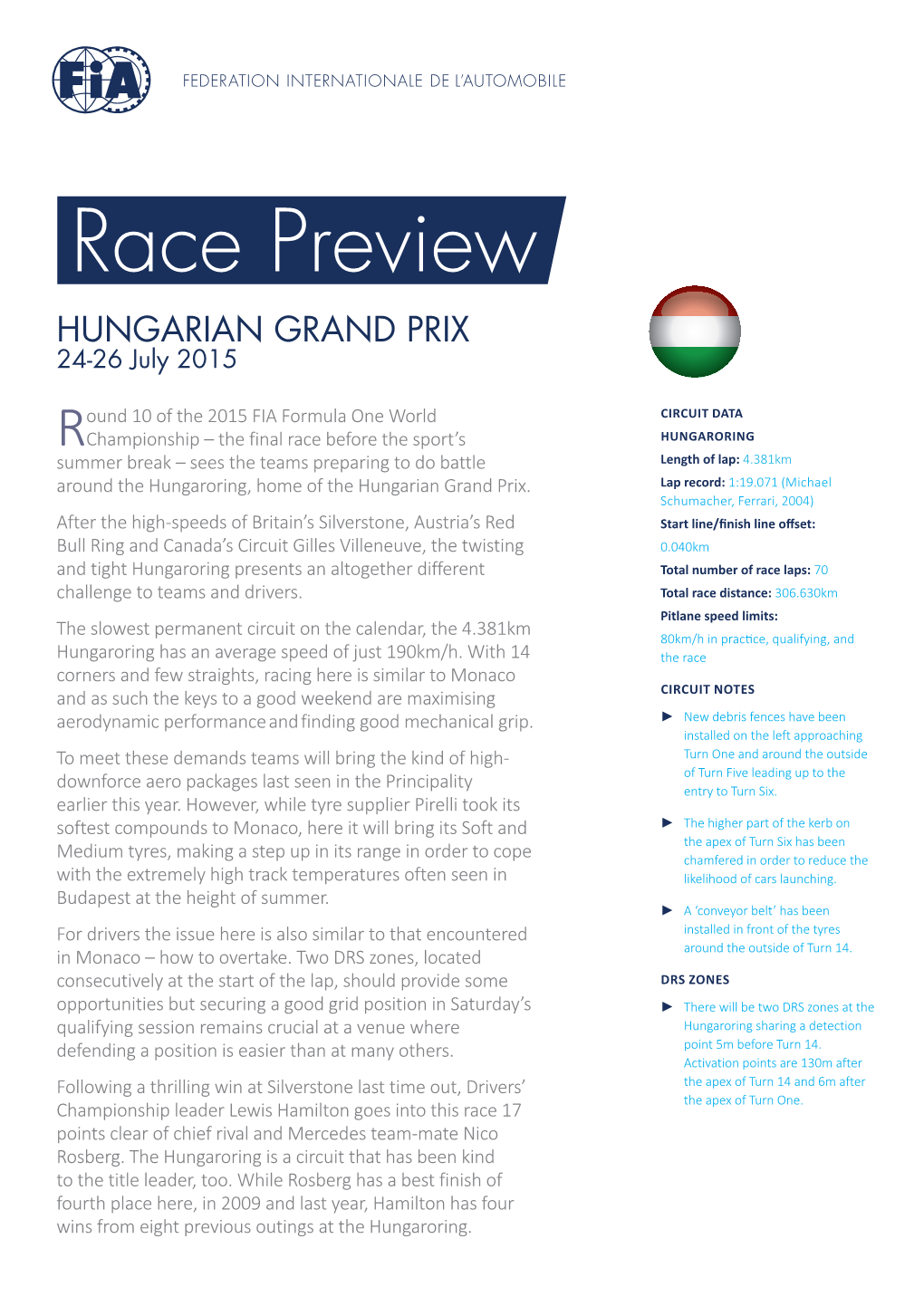 HUNGARIAN GRAND PRIX 24-26 July 2015