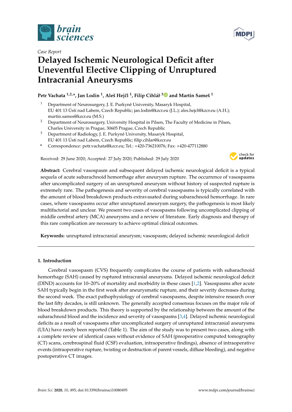 Delayed Ischemic Neurological Deficit After Uneventful Elective Clipping