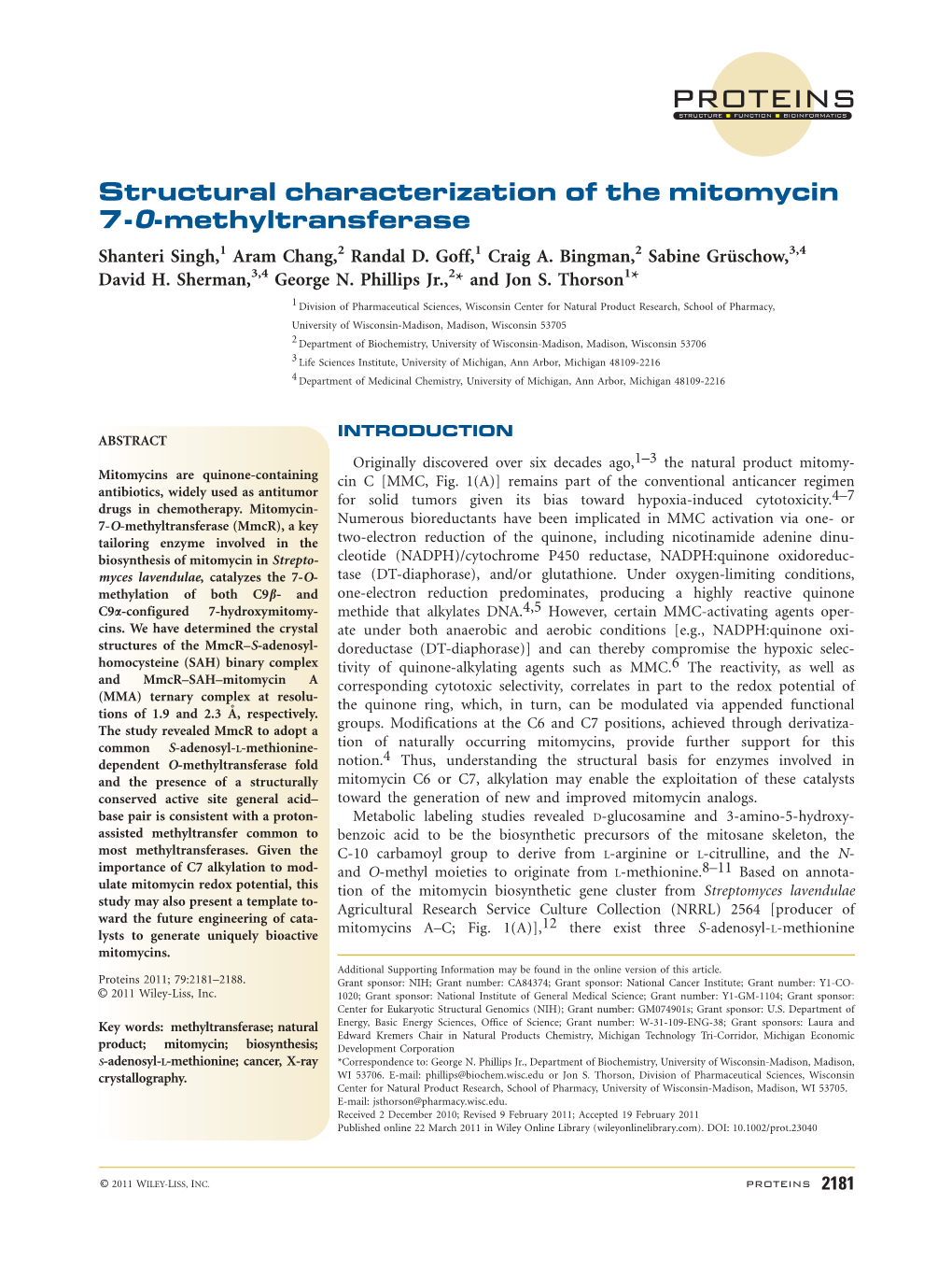 Structural Characterization of the Mitomycin 7Omethyltransferase