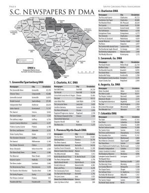 S.C. Newspapers by DMA Newspaper City Circulation the Post and Courier Charleston 85,723 GREENVILLE CHEROKEE 2