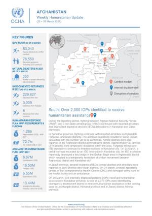 Afghanistan: Weekly Humanitarian Update