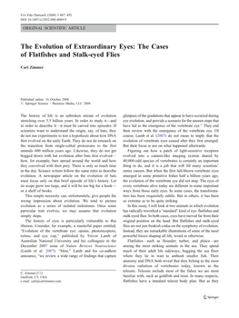 The Evolution of Extraordinary Eyes: the Cases of Flatfishes and Stalk-Eyed Flies