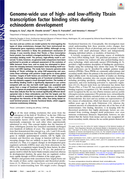 Genome-Wide Use of High- and Low-Affinity Tbrain Transcription Factor Binding Sites During Echinoderm Development